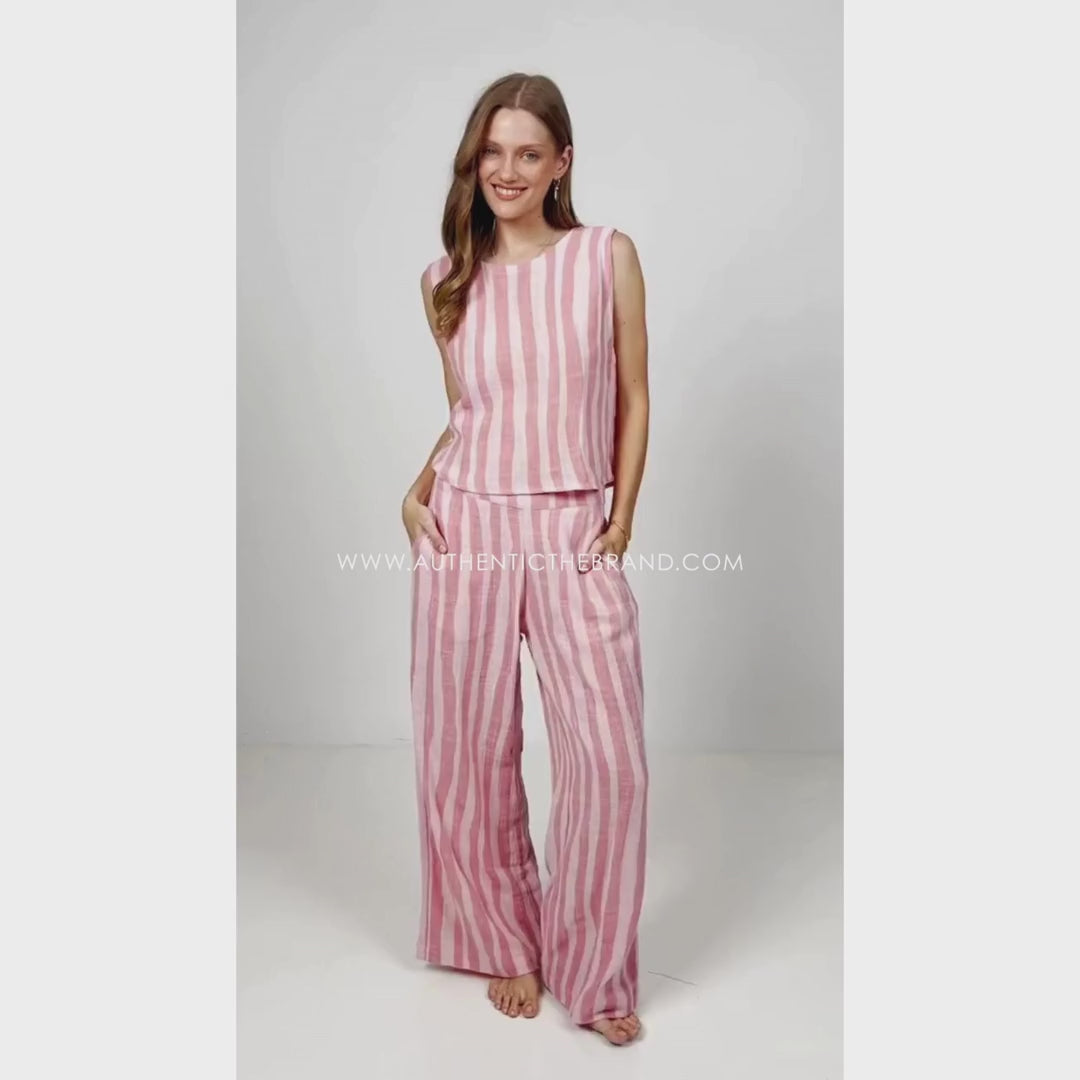 Caroline Top - Rose Stripes