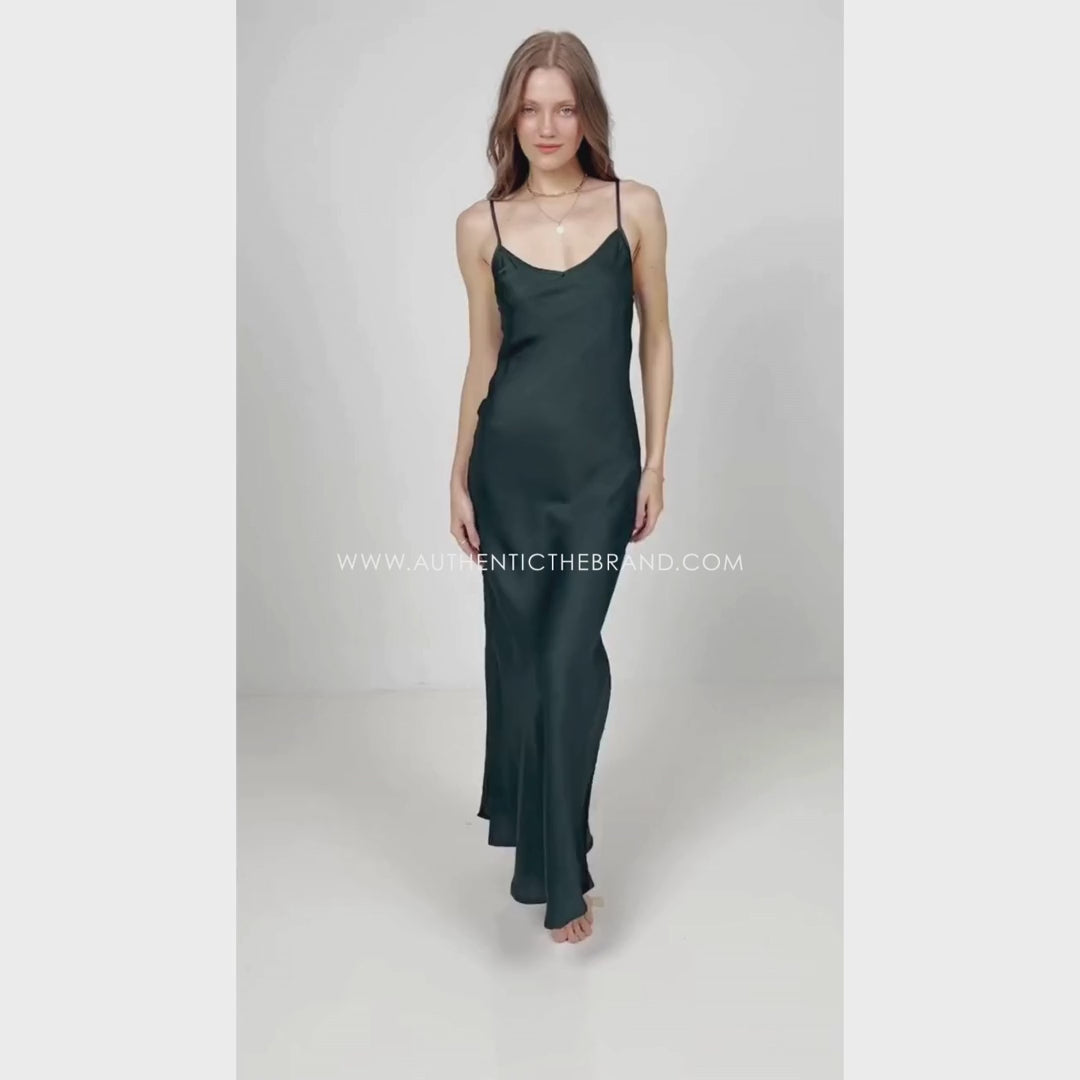Evelina Maxi Dress - Green Bottle