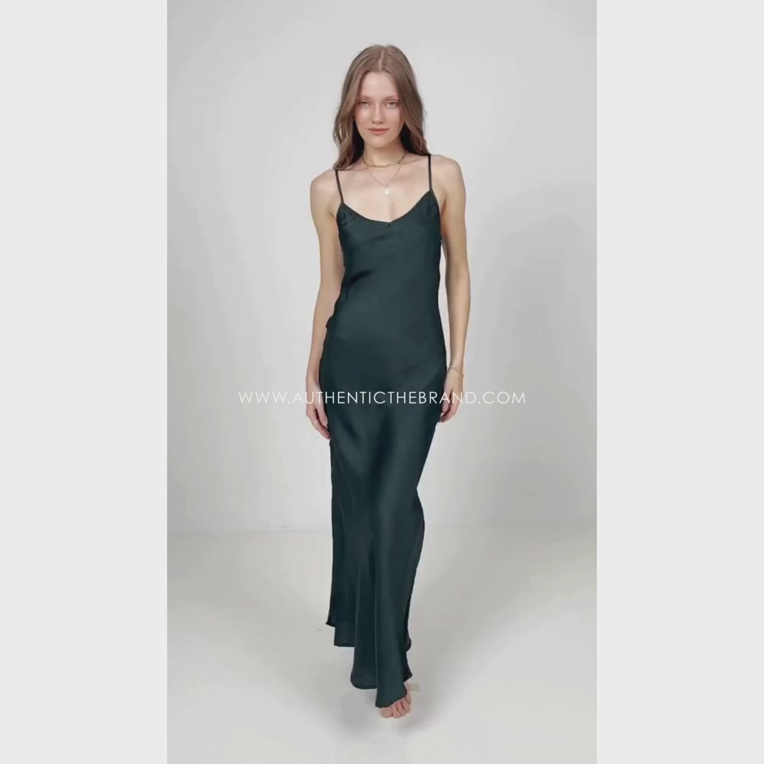 Evelina Maxi Dress - Green Bottle