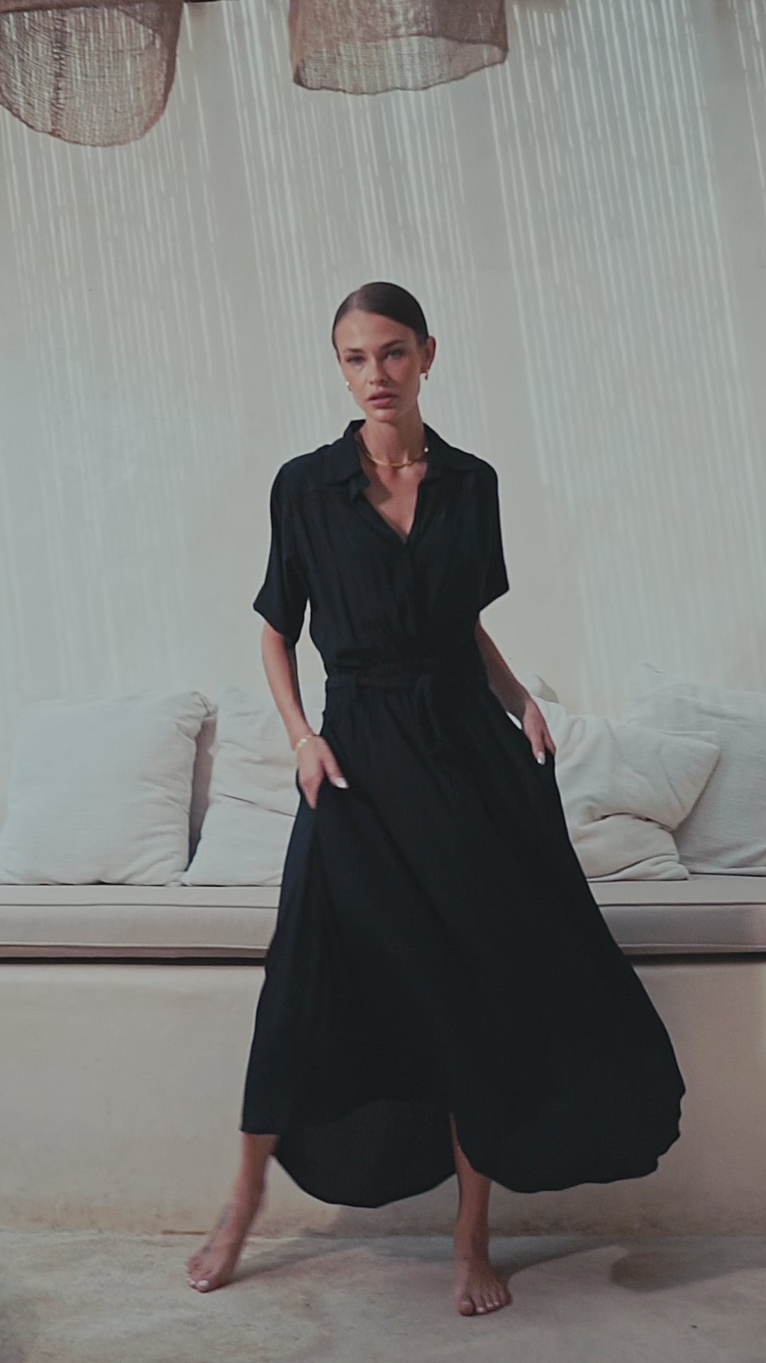 Genevieve Midi Dress / Noir