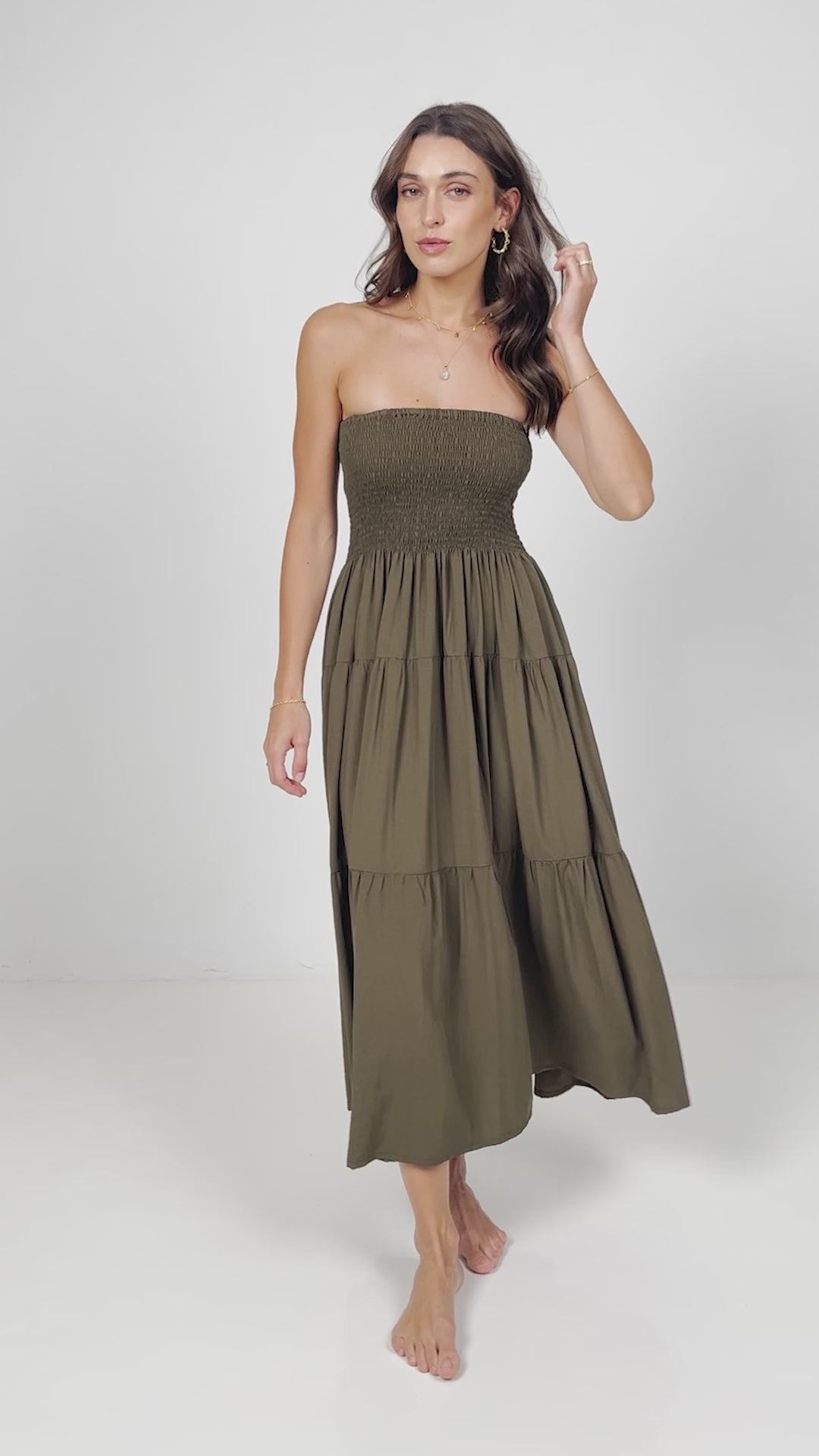 Stella Midi Dress - Brown